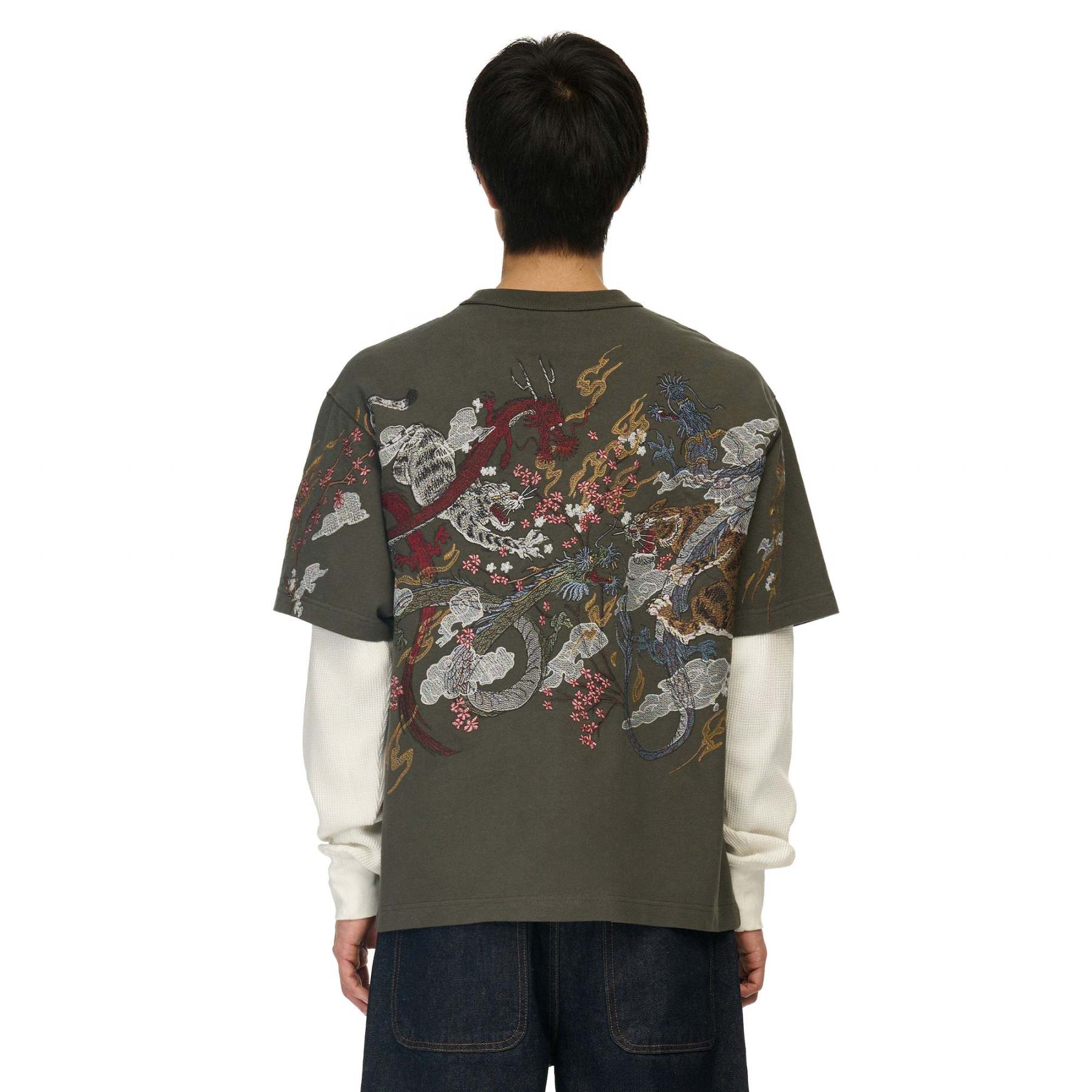 "yakuza" layered Longsleeve khaki-Fineriform