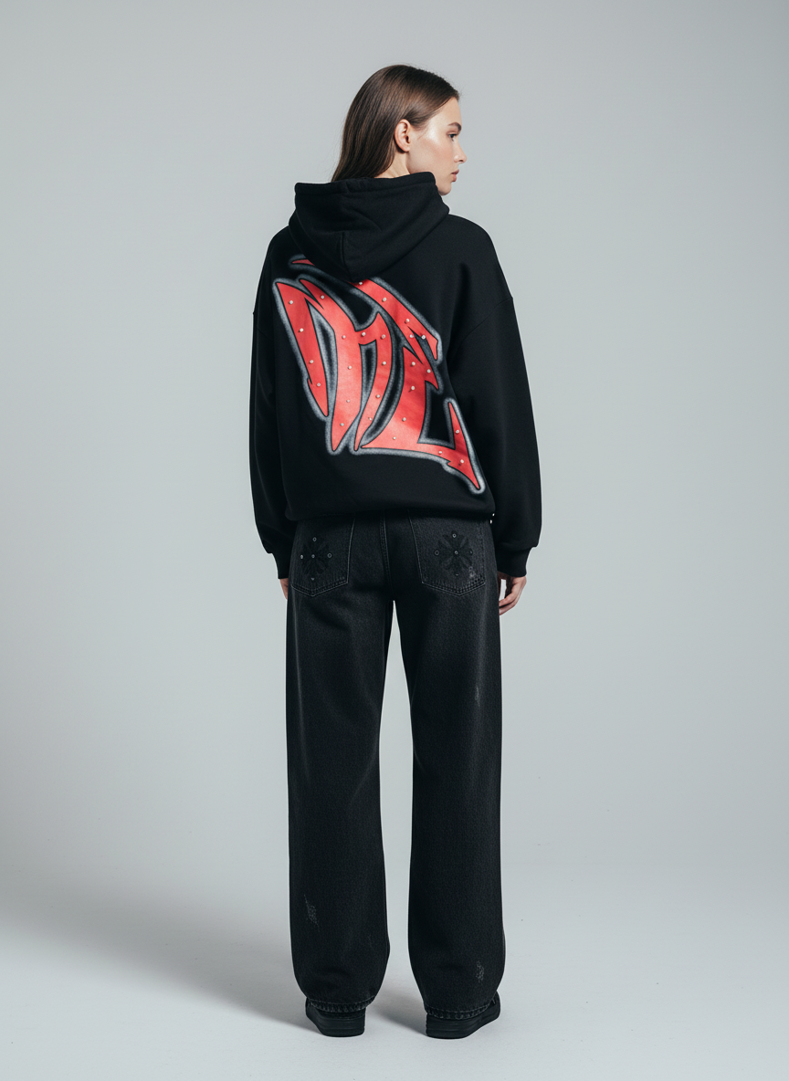 Vintage Washed Distressed Metal Ring Baggy Jeans-Fineriform