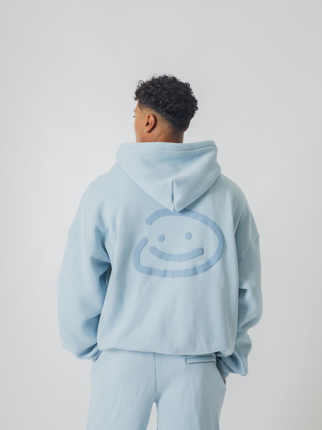 SMILEY LOGO HOODIE - SKY BLUE-Fineriform