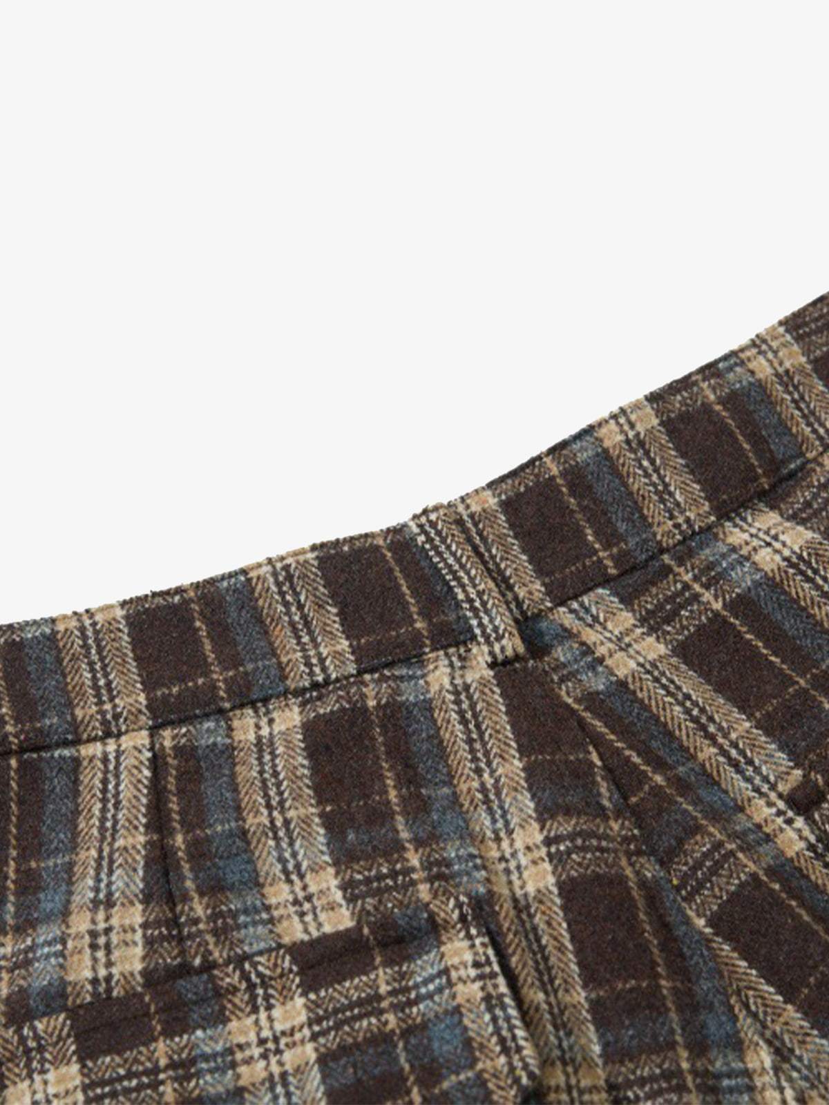 Vintage Plaid Pleated Multi-Pocket Cargo Casual Pants - 2524-Fineriform