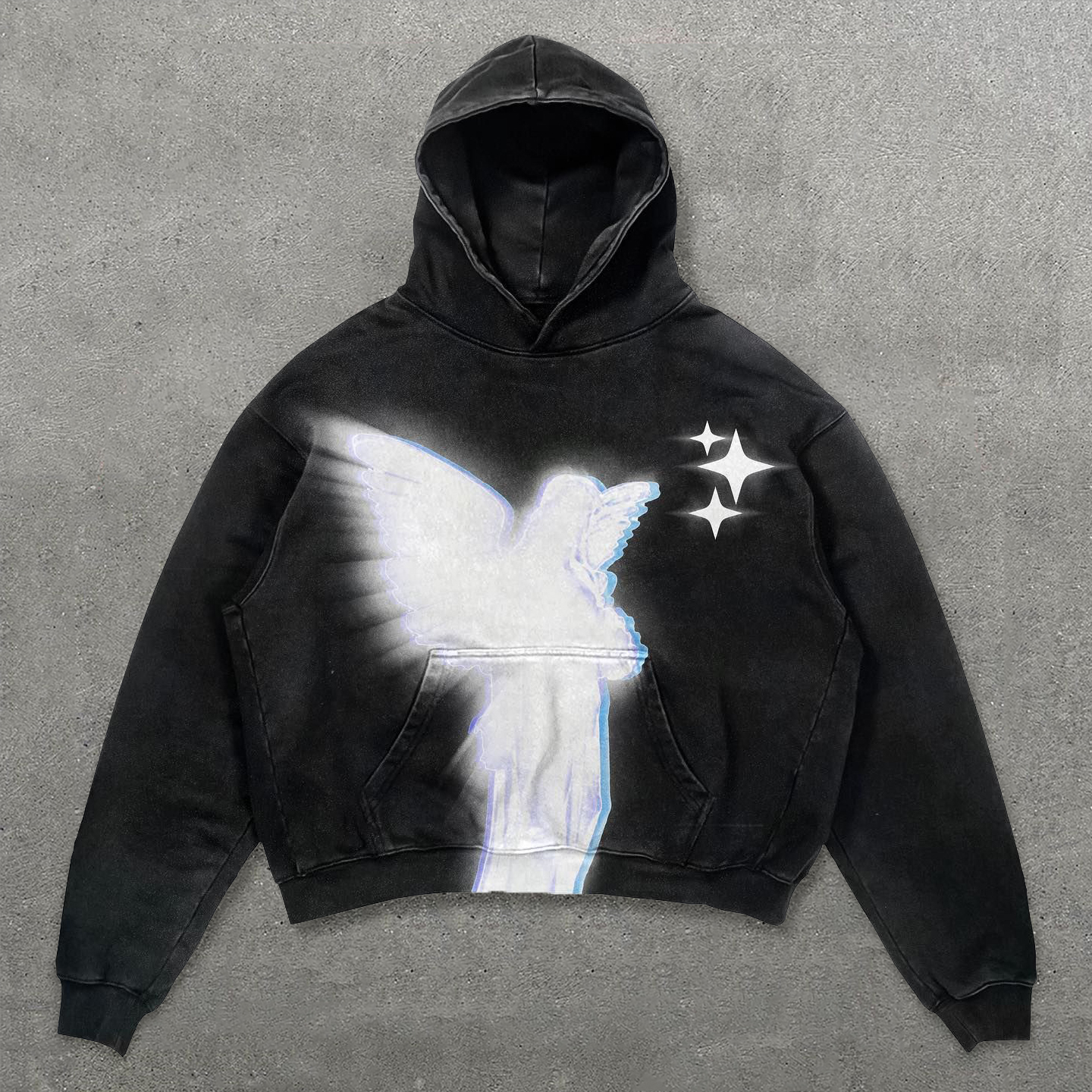 Angel Print Long Sleeve Hoodie-Fineriform
