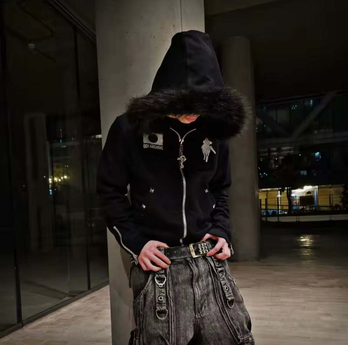 JXPAN FUR HOODIE 𖦏-Fineriform