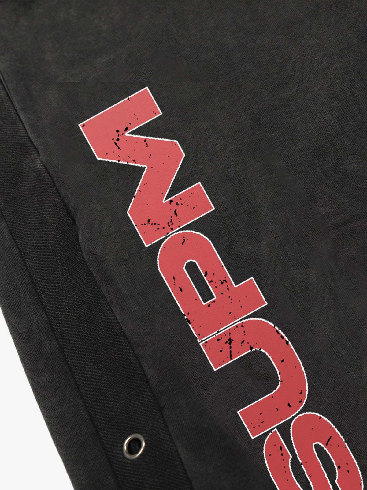 Street Washed Mottled Rivet Letter Print Baggy Sweatpants-Fineriform