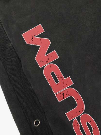Street Washed Mottled Rivet Letter Print Baggy Sweatpants-Fineriform