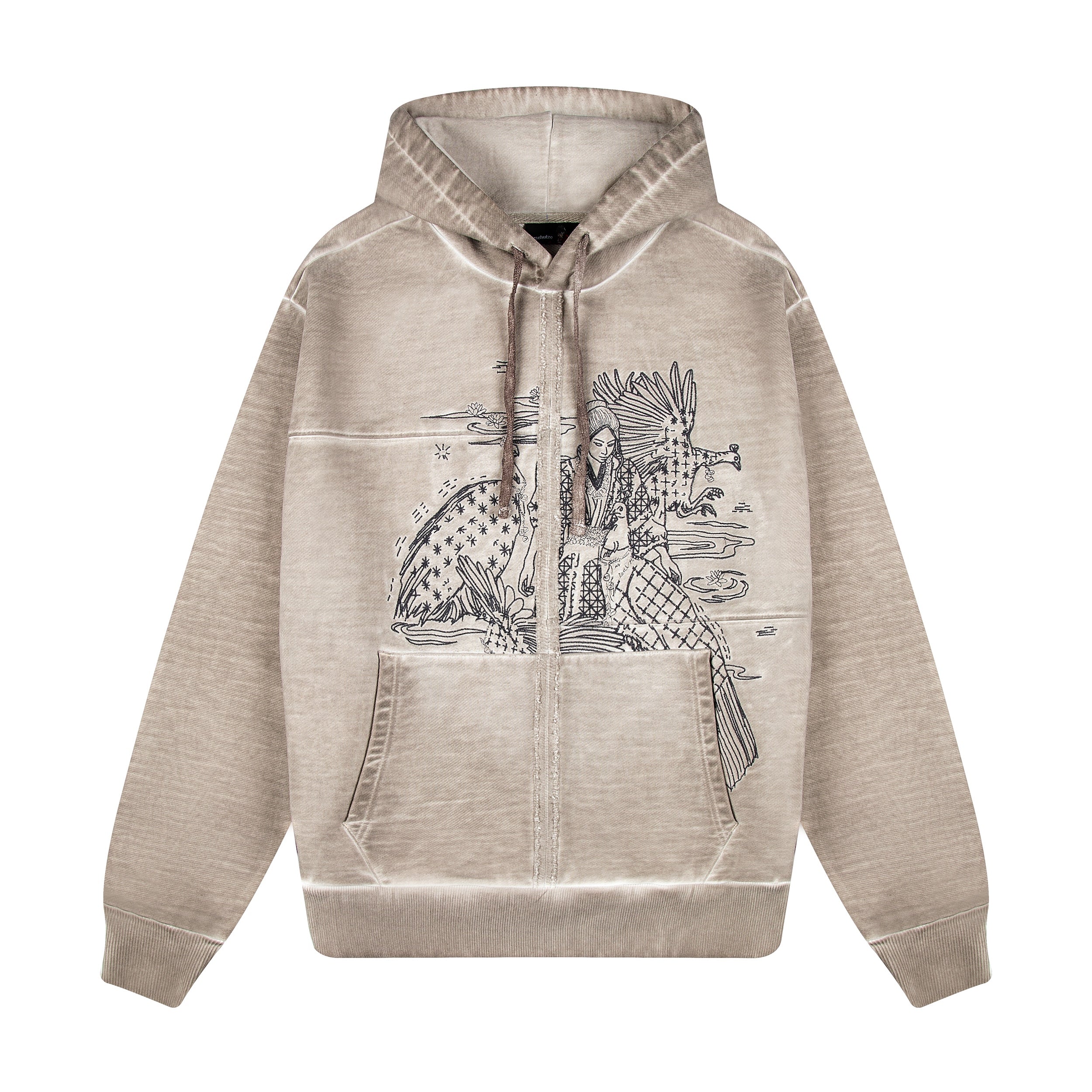 "sashiko v2" Hoodie light grey-Fineriform