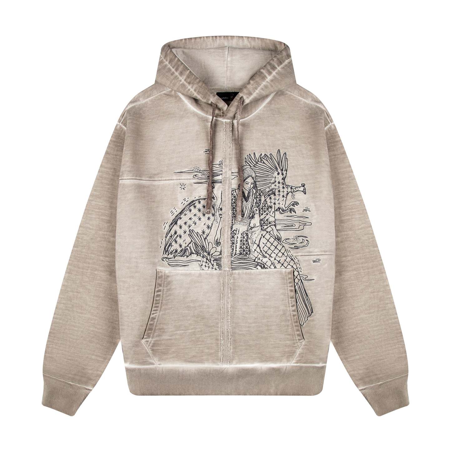 "sashiko v2" Hoodie light grey-Fineriform