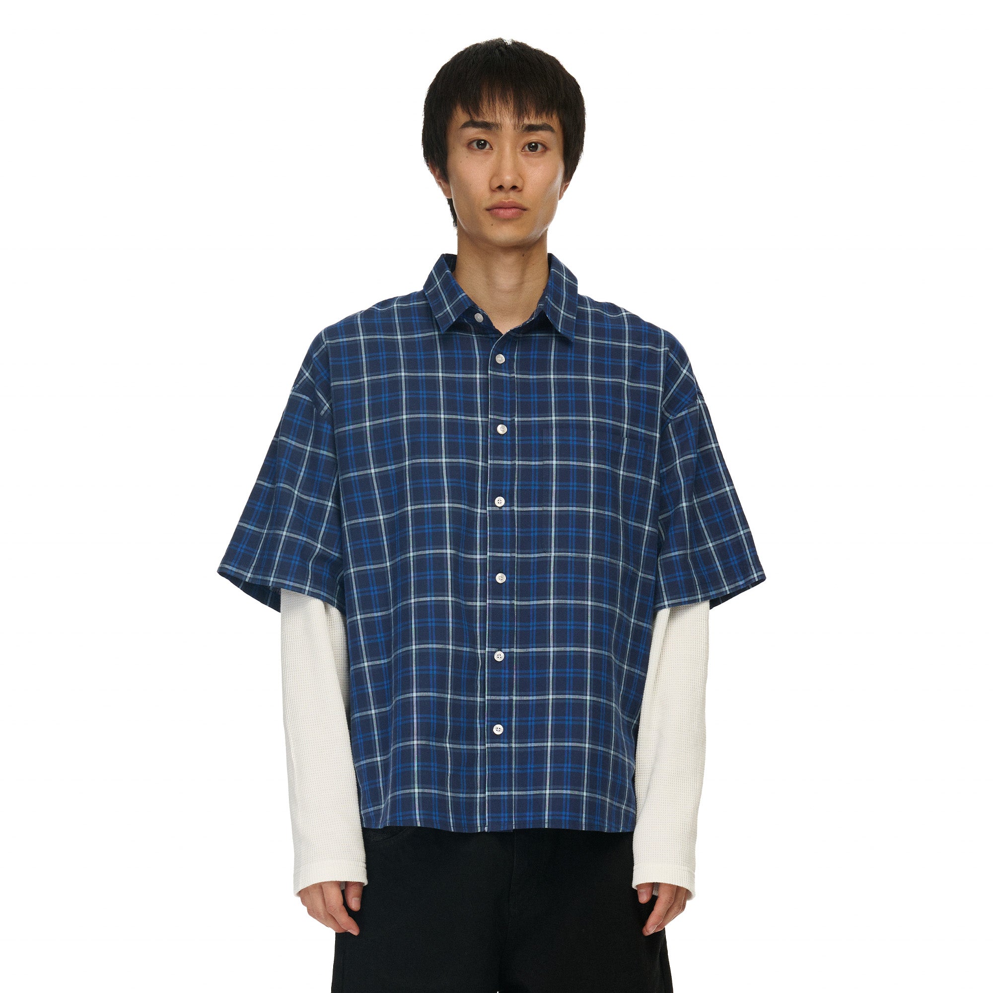 "yakuza" layered Shirt navy-Fineriform