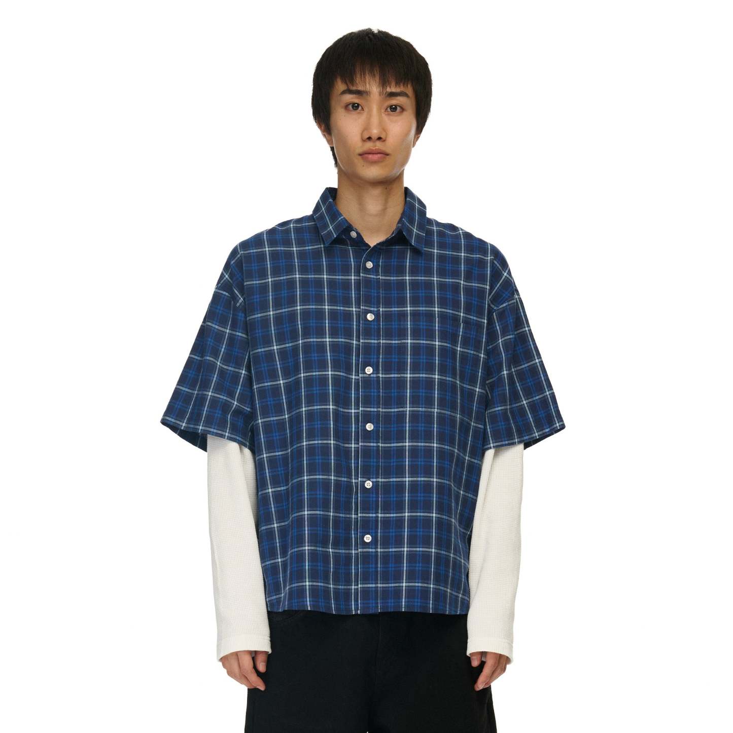 "yakuza" layered Shirt navy-Fineriform