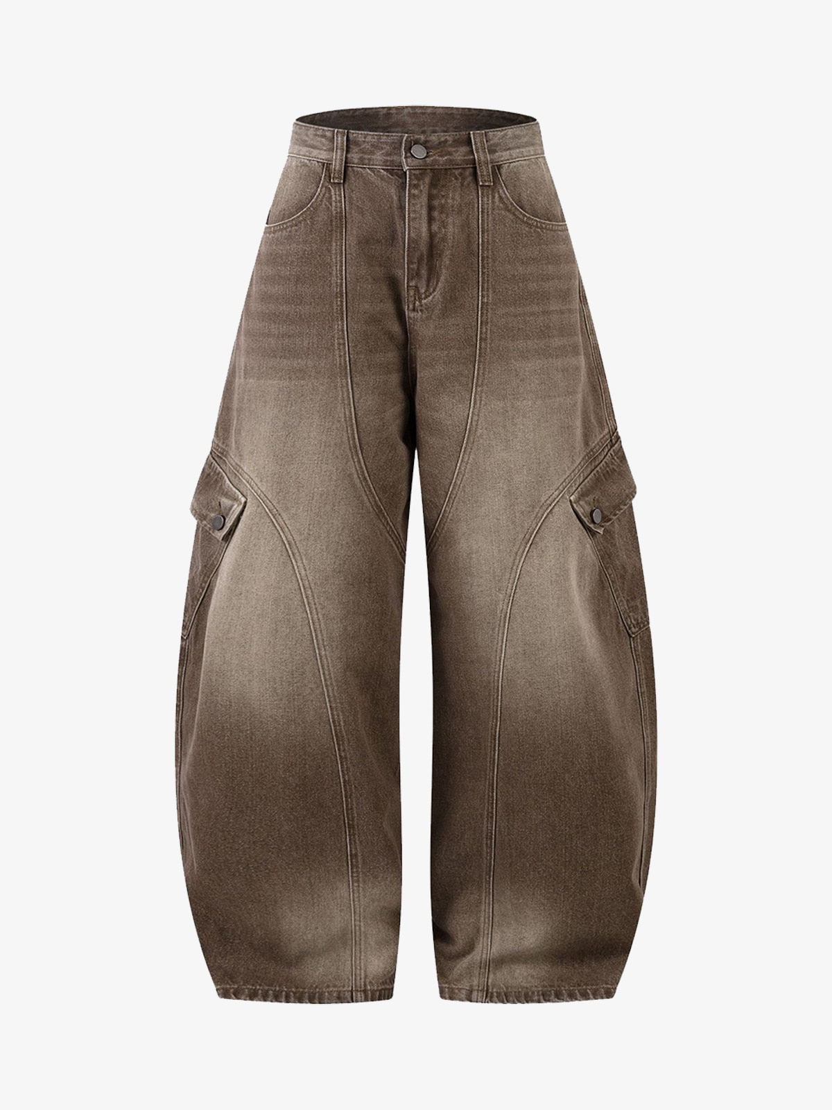 Vintage Washed Workwear Barrel Jeans-Fineriform