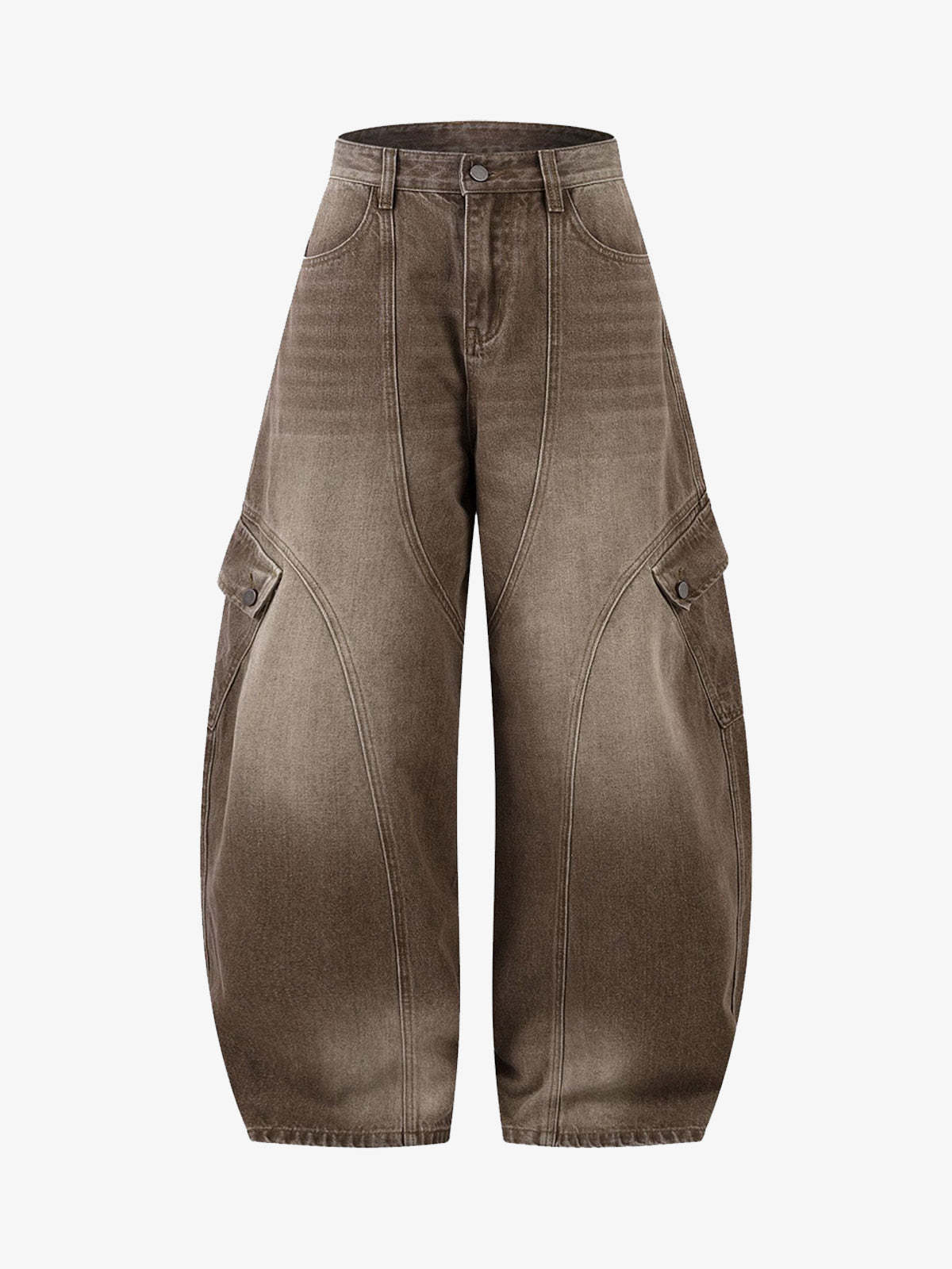 Vintage Washed Workwear Barrel Jeans-Fineriform