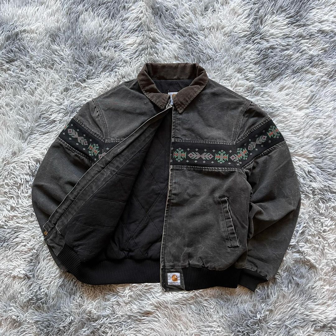 Vintage Tribal Zip-Up Warm Lined Jacket-Fineriform