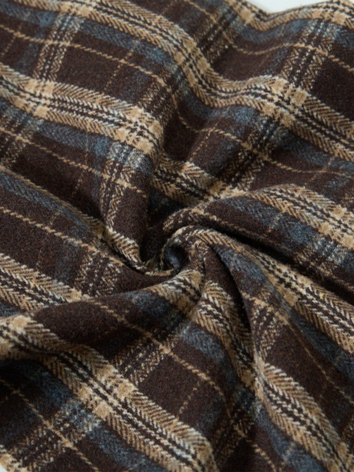 Vintage Plaid Pleated Multi-Pocket Cargo Casual Pants - 2524-Fineriform