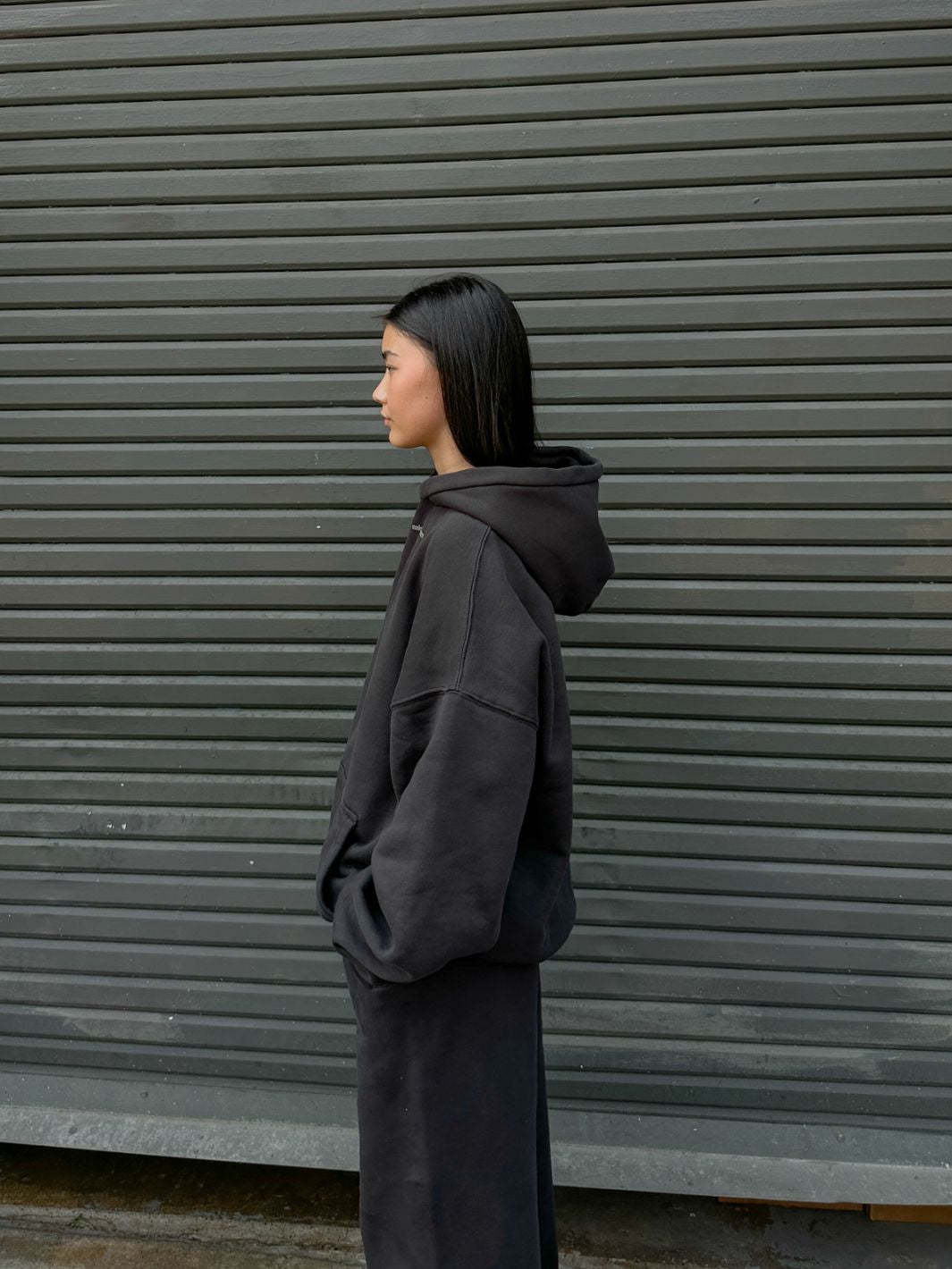 SMILEY LOGO HOODIE - FADED BLACK-Fineriform