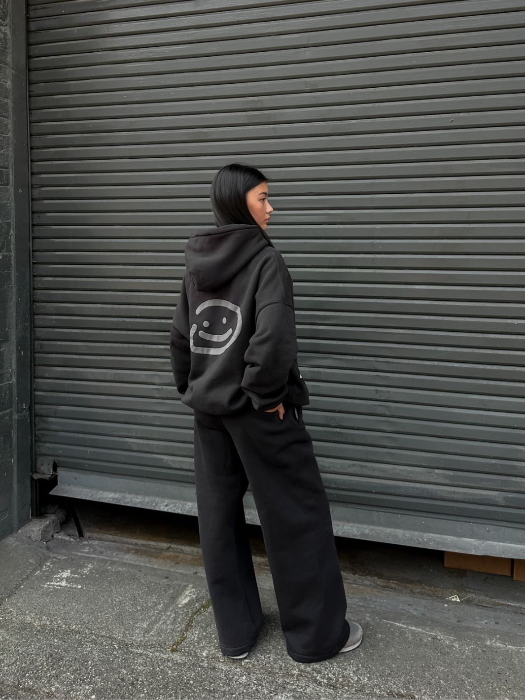 SMILEY LOGO HOODIE - FADED BLACK-Fineriform