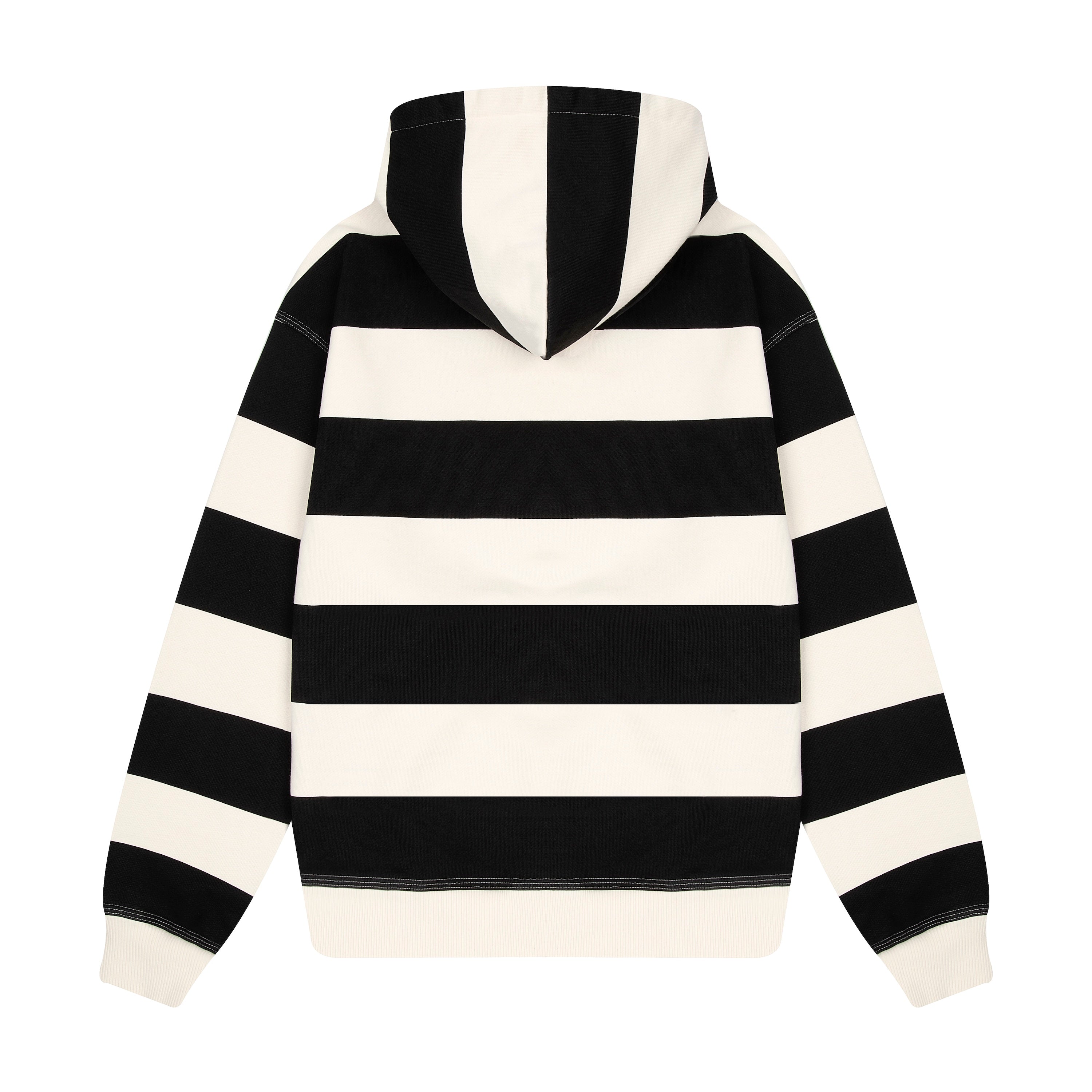 "on air" ecru-navy striped Hoodie-Fineriform