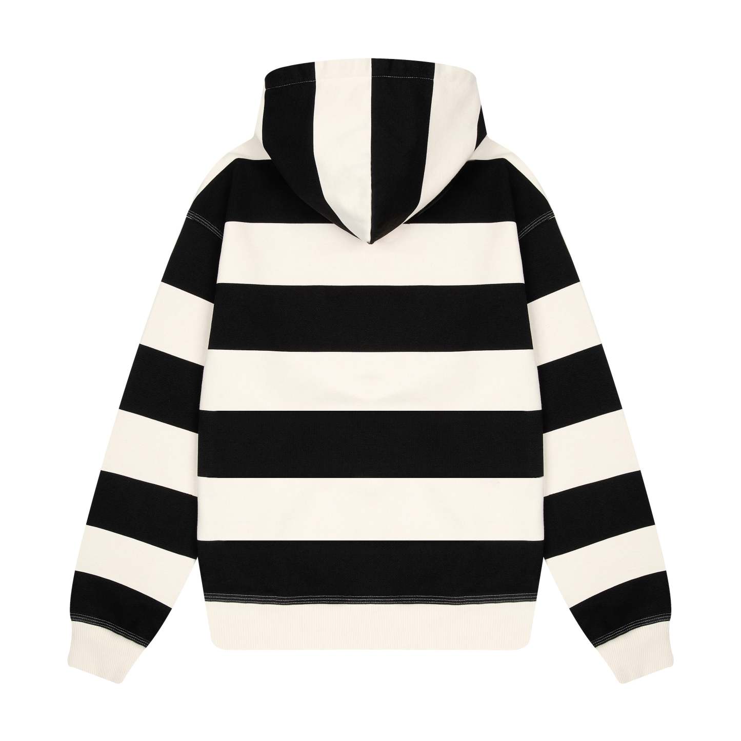 "on air" ecru-navy striped Hoodie-Fineriform