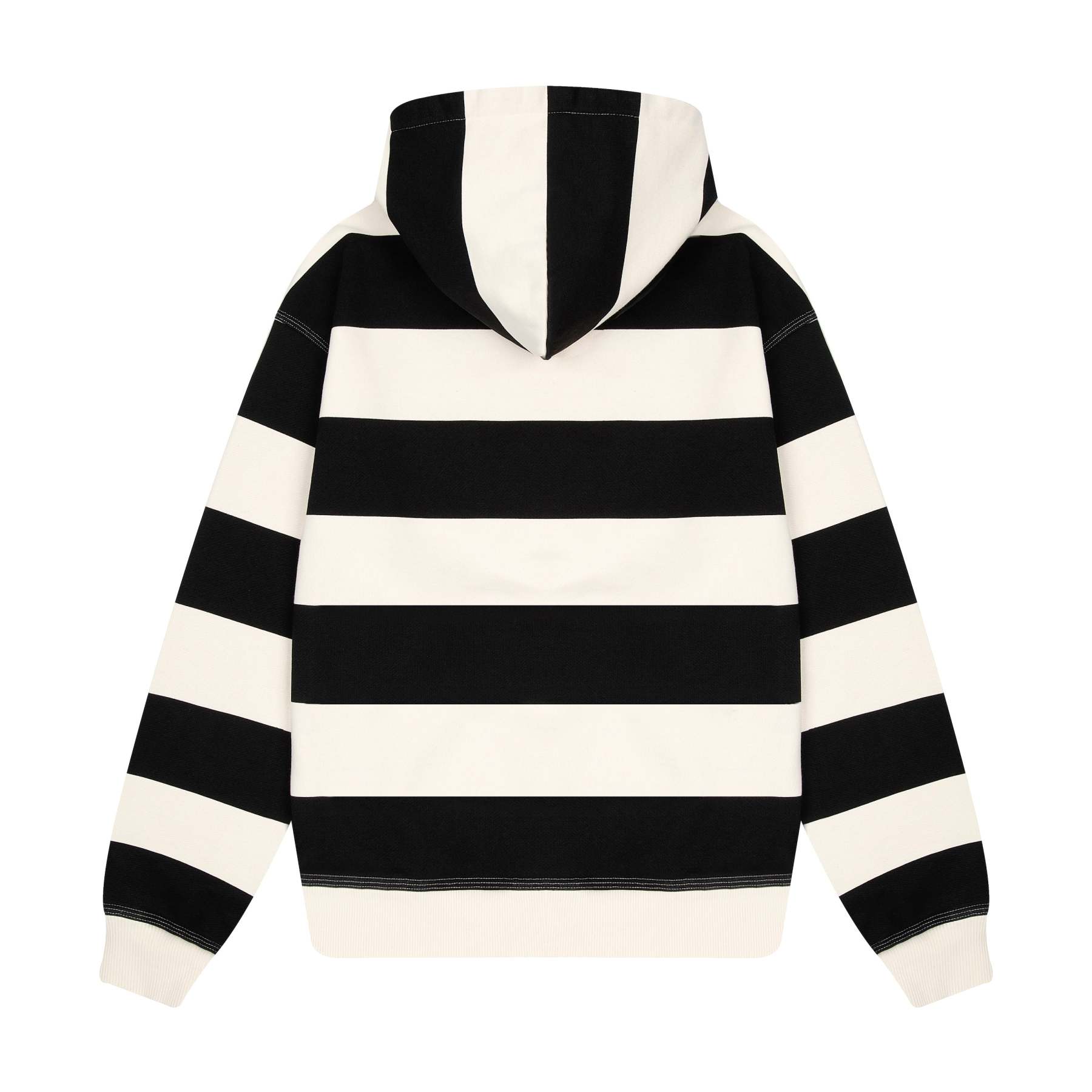 "on air" ecru-navy striped Hoodie-Fineriform