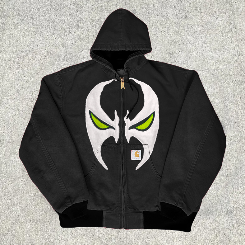 Mask patch embroidered zippered fleece warm jacket-Fineriform