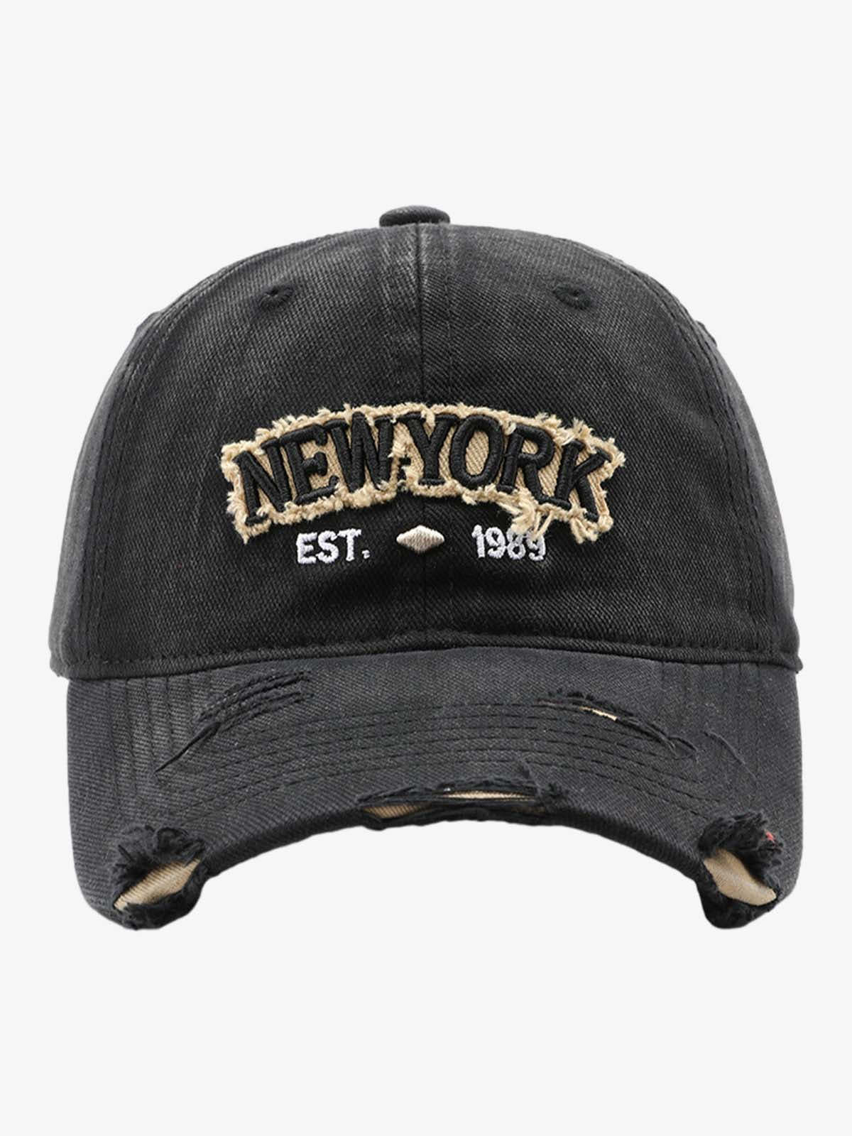 Vintage Washed Distressed Letter Embroidery Baseball Cap-Fineriform