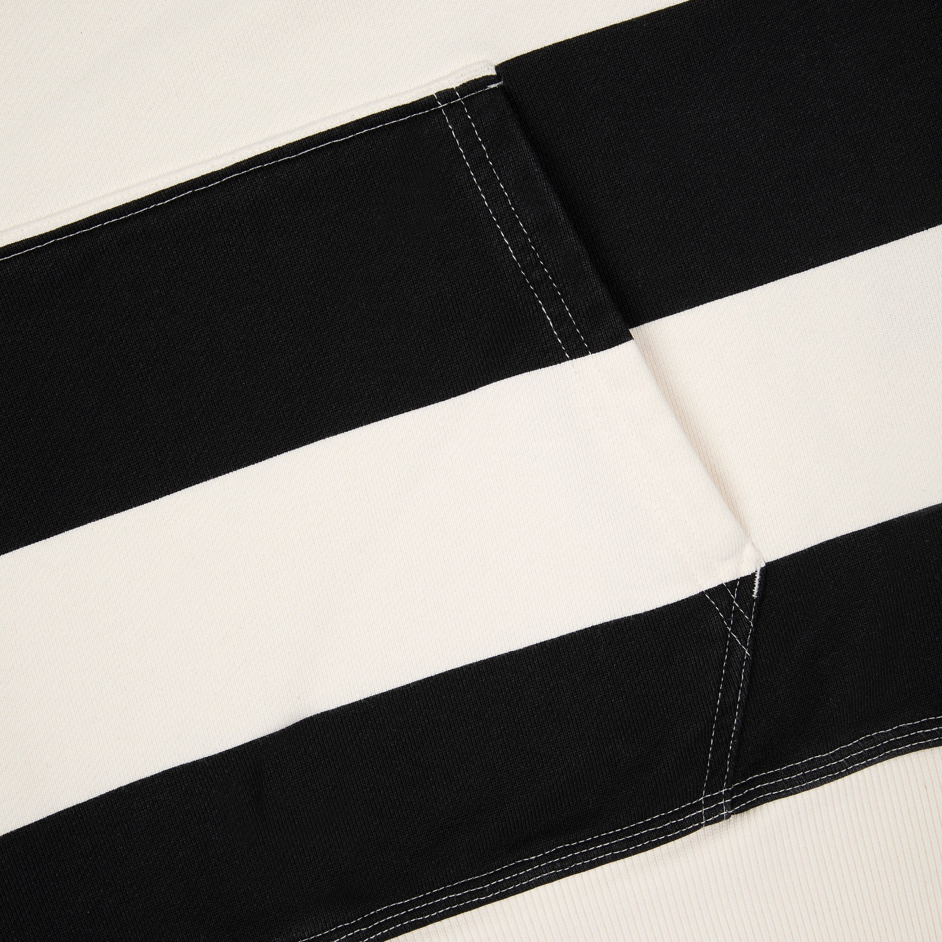 "on air" ecru-navy striped Hoodie-Fineriform