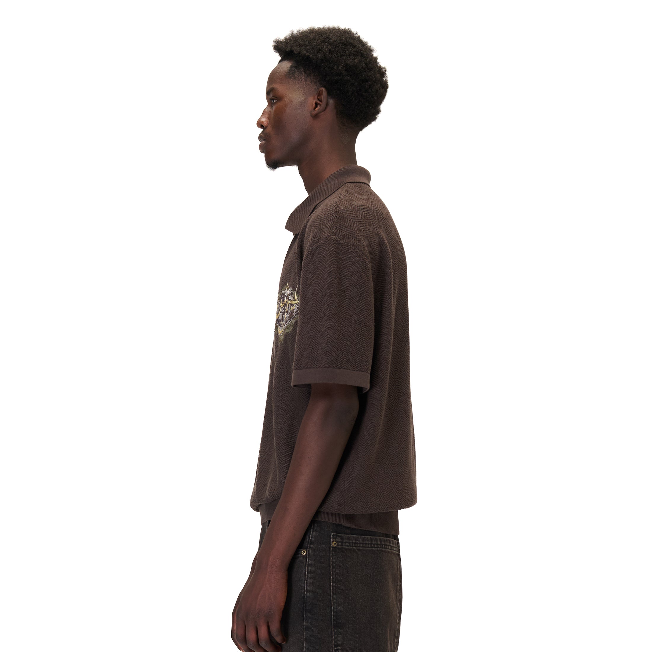"aziza" polo Knit brown-Fineriform