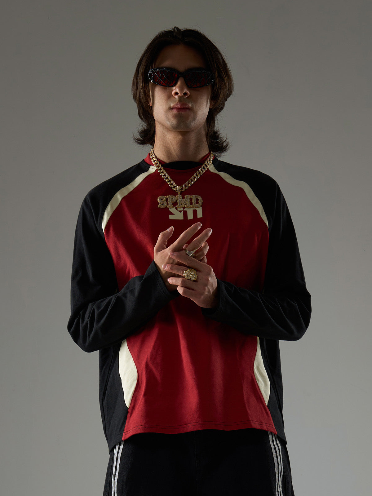 Original Retro Contrast Color Long-Sleeved T-Shirt-Fineriform