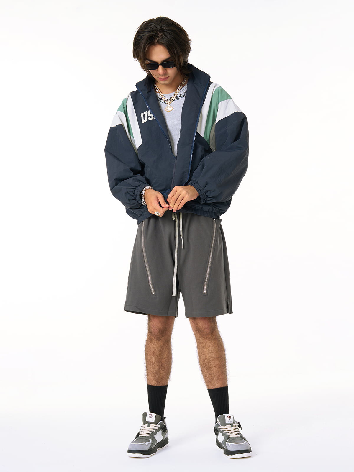 Thesupermade Patchwork Contrasting Windbreaker Jacket-Fineriform