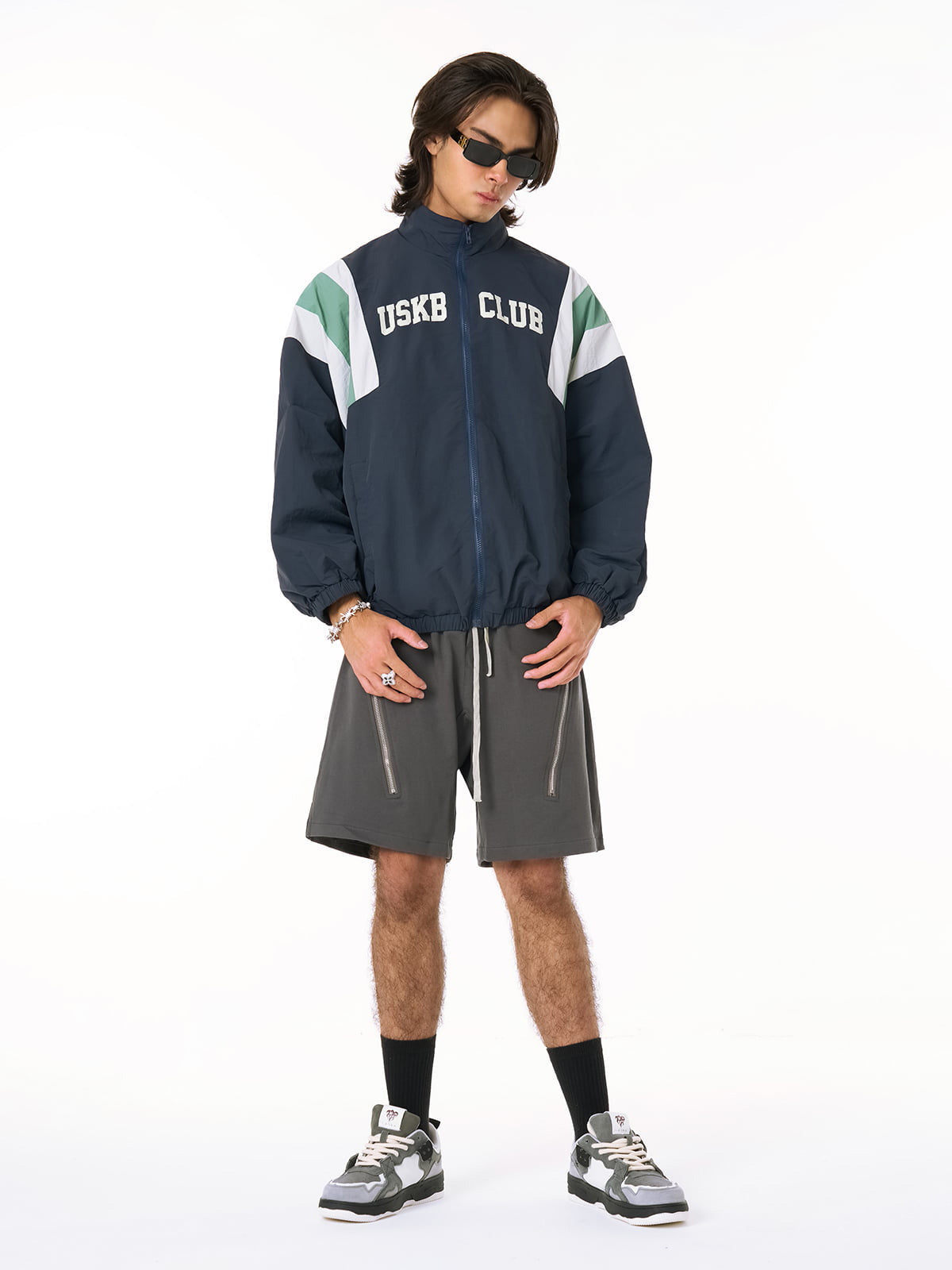 Thesupermade Patchwork Contrasting Windbreaker Jacket-Fineriform