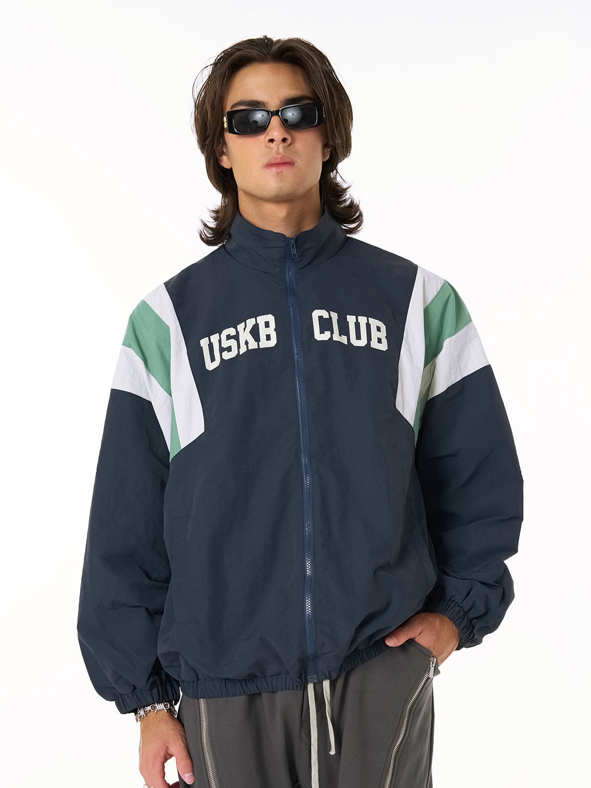 Thesupermade Patchwork Contrasting Windbreaker Jacket-Fineriform