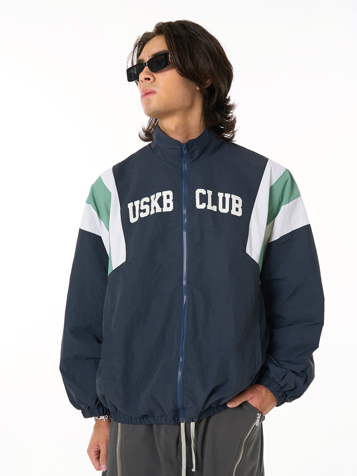 Thesupermade Patchwork Contrasting Windbreaker Jacket-Fineriform