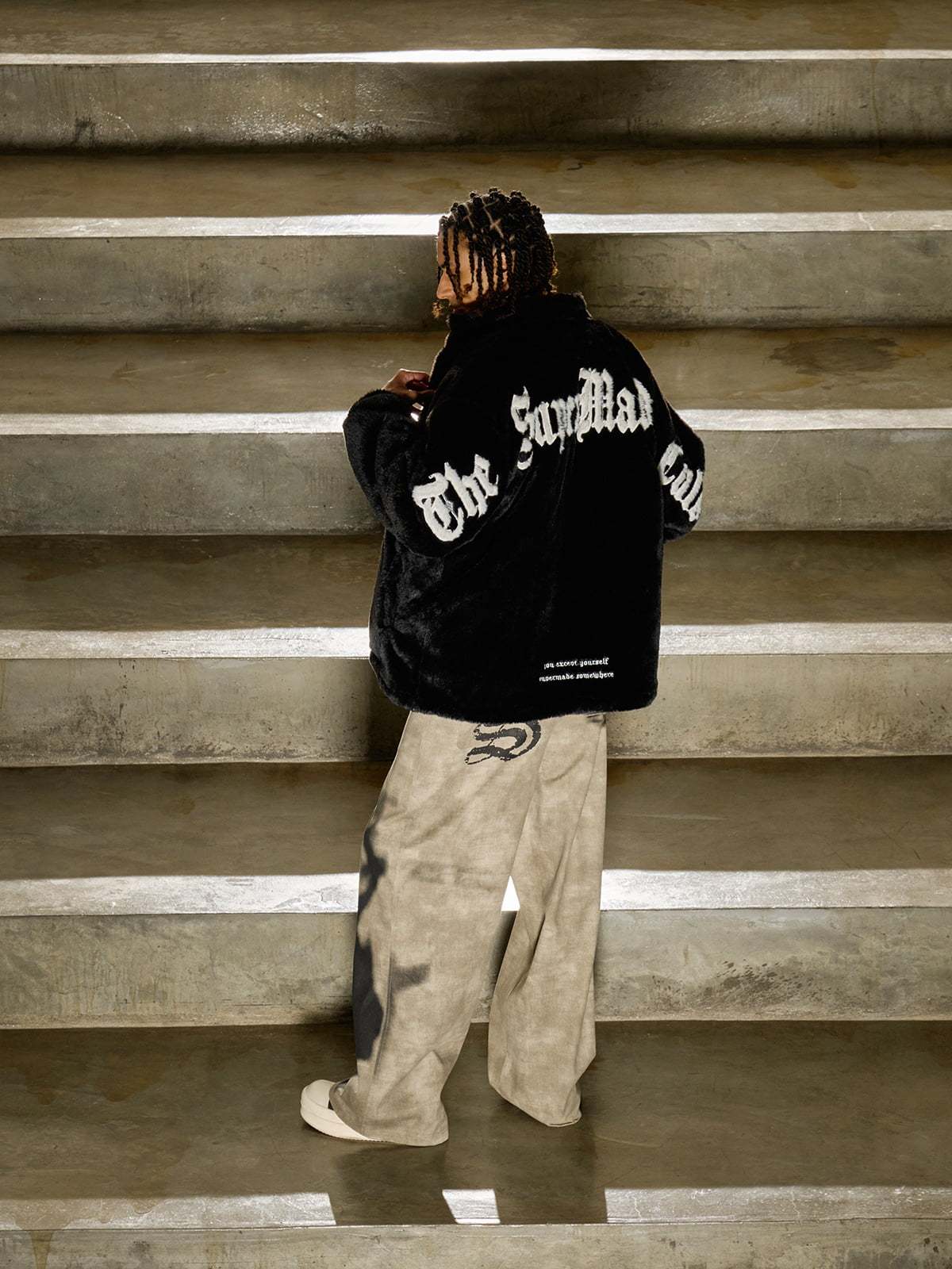 Thesupermade Street Letter Embroidered Fleece Jacket - 1838-Fineriform