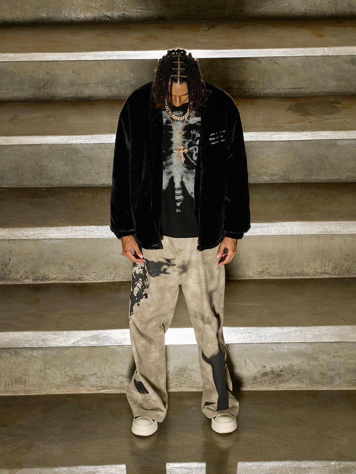 Thesupermade Street Letter Embroidered Fleece Jacket - 1838-Fineriform