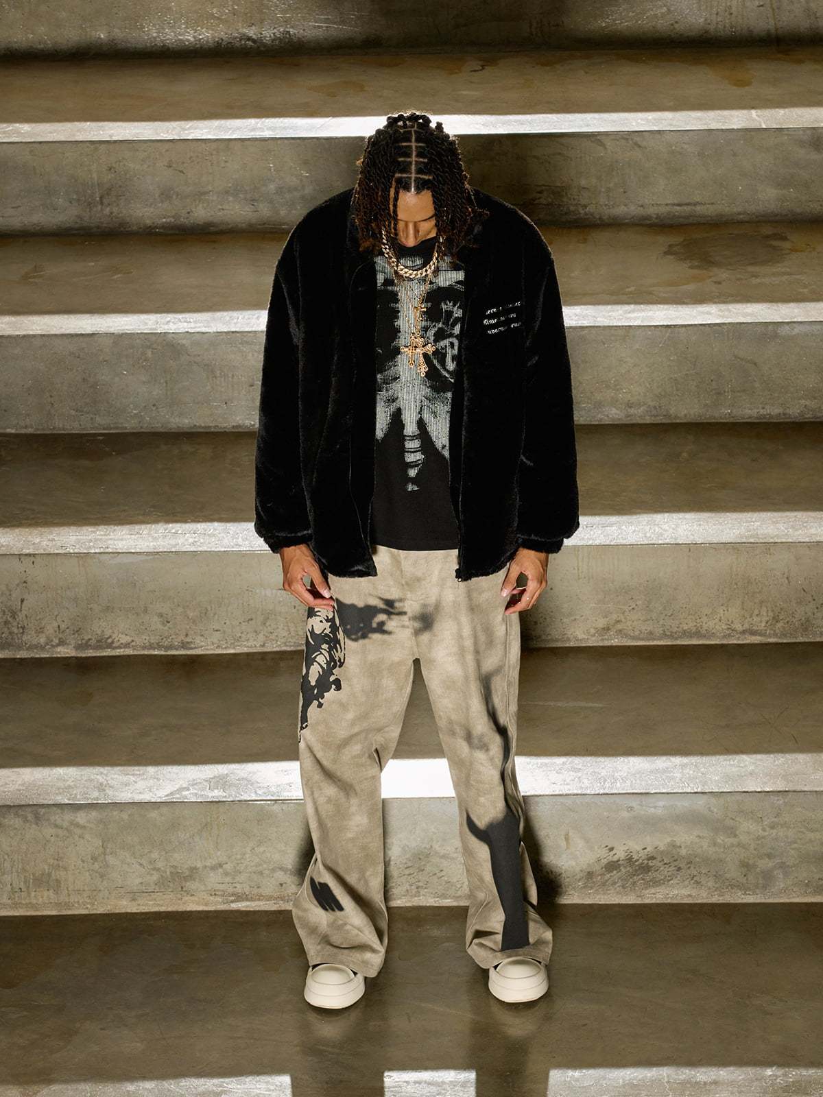 Thesupermade Street Letter Embroidered Fleece Jacket - 1838-Fineriform