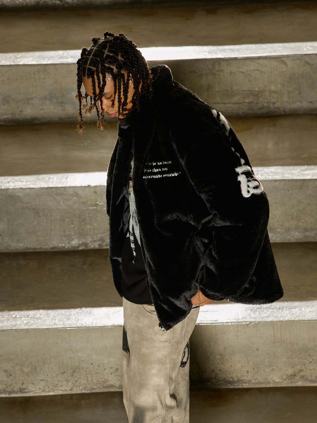 Thesupermade Street Letter Embroidered Fleece Jacket - 1838-Fineriform