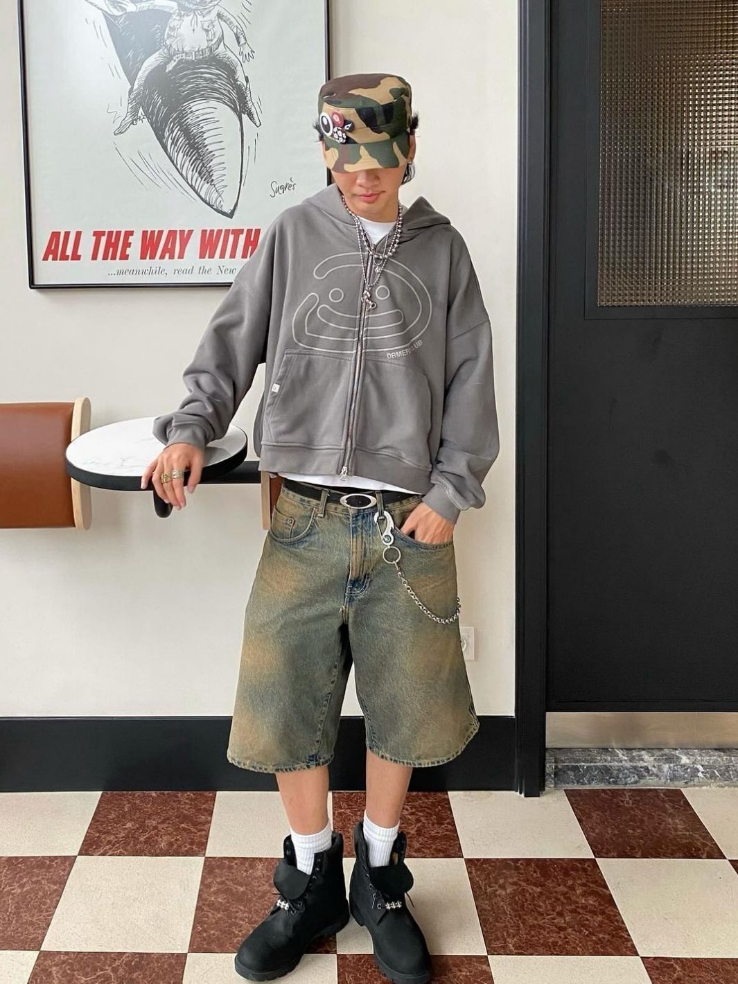 SMILEY BOXY DOUBLE ZIP - CHARCOAL-Fineriform