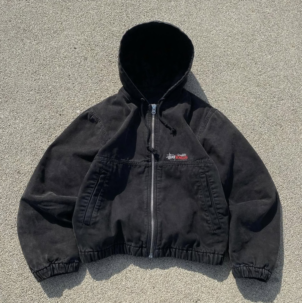 Fashion Letters Printed Long Sleeve Zip Up Hooded Jacket-Fineriform