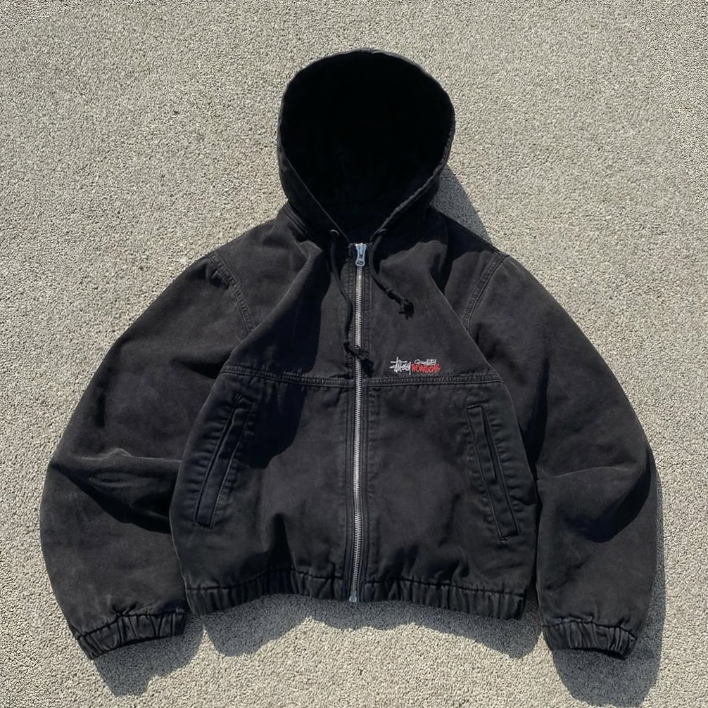 Fashion Letters Printed Long Sleeve Zip Up Hooded Jacket-Fineriform