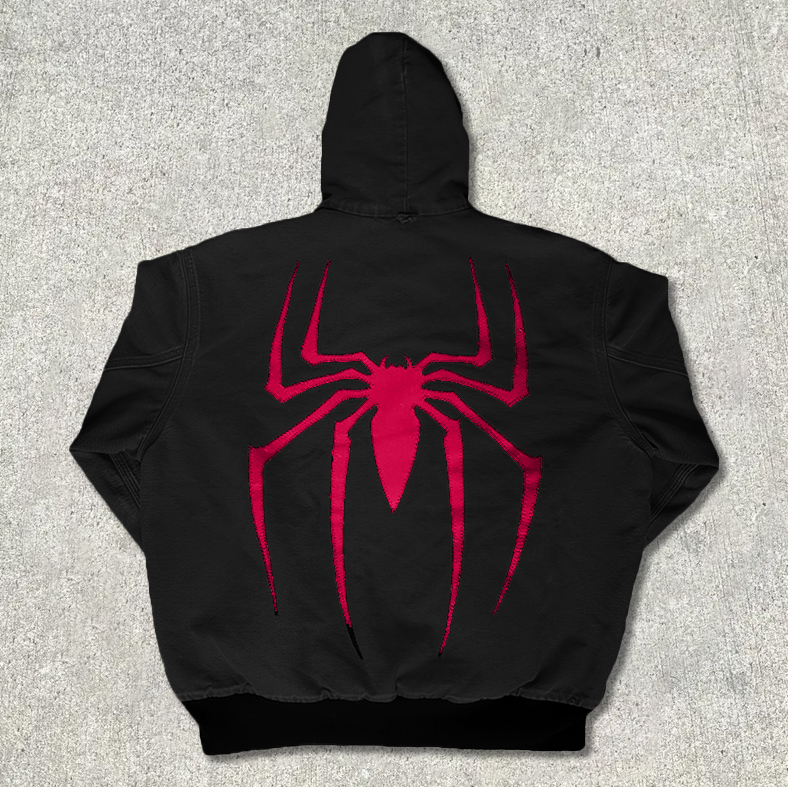 Street Spider Embroidery Zipper Lined Jacket-Fineriform