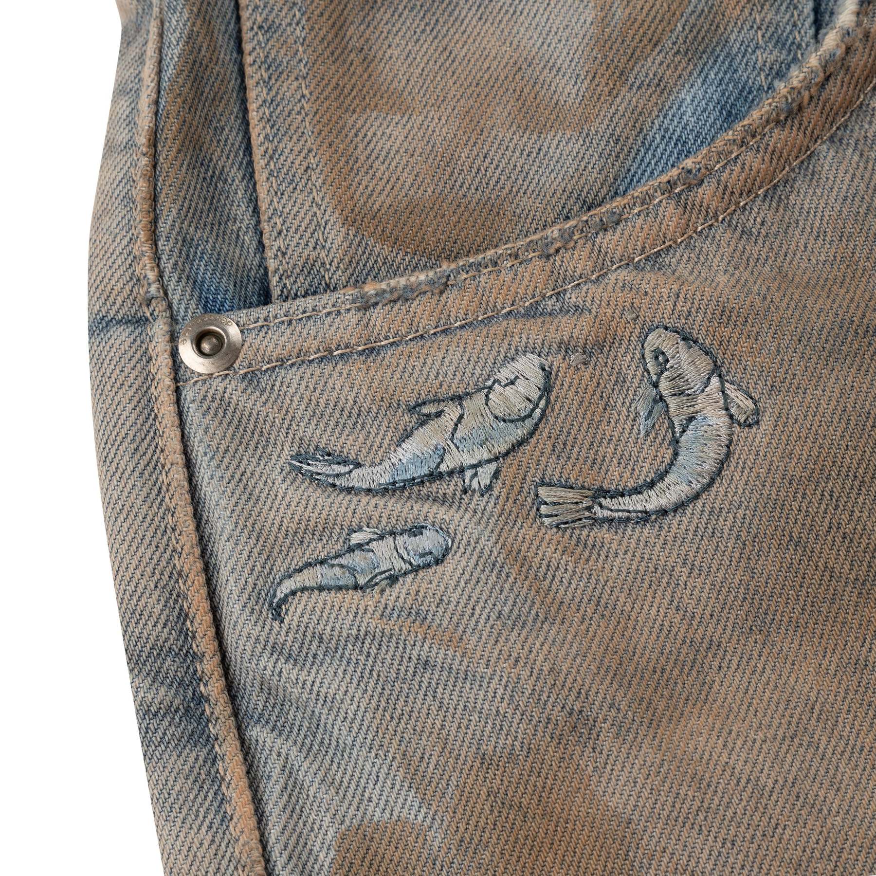 "koi fish v2" denim mud wash-Fineriform