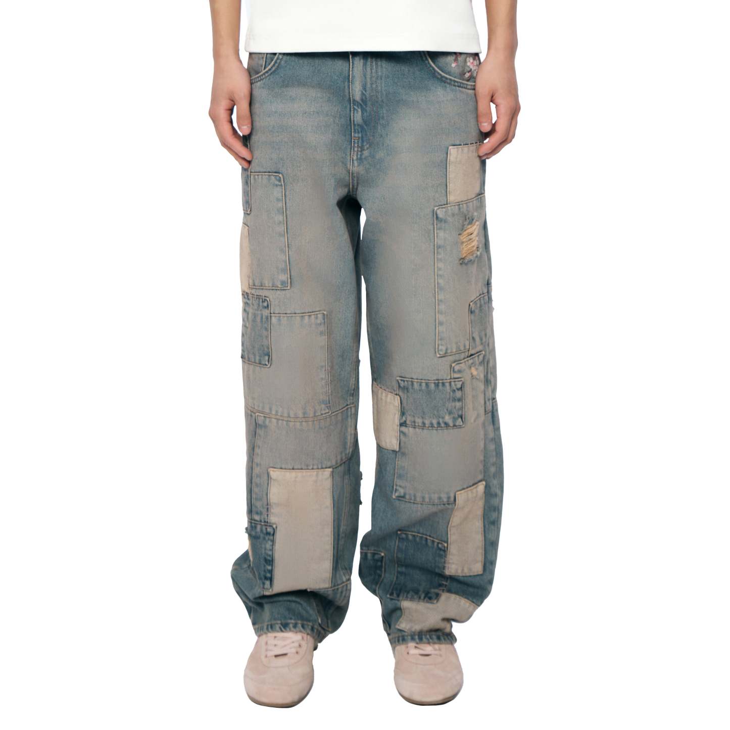 "blossom v2" patchwork Denim light blue-Fineriform