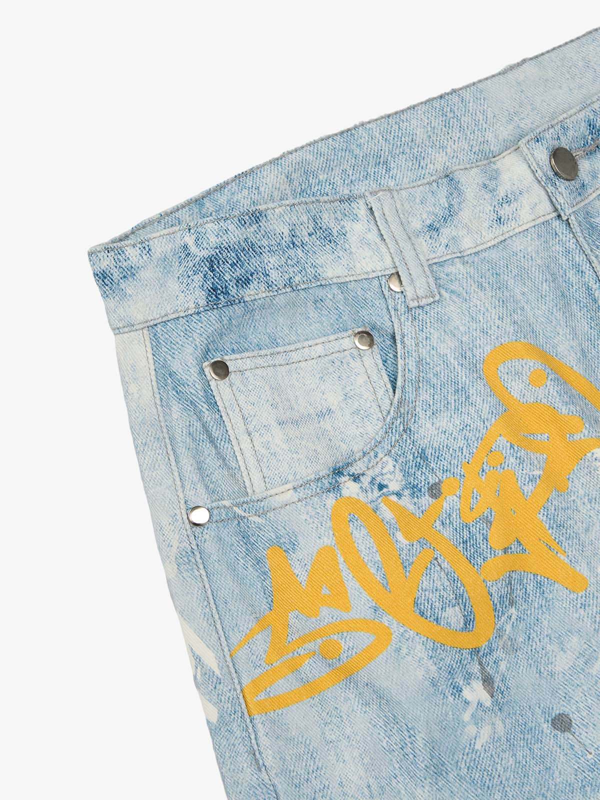 Retro Artistic Graffiti Angelic Prints Baggy Jeans-Fineriform