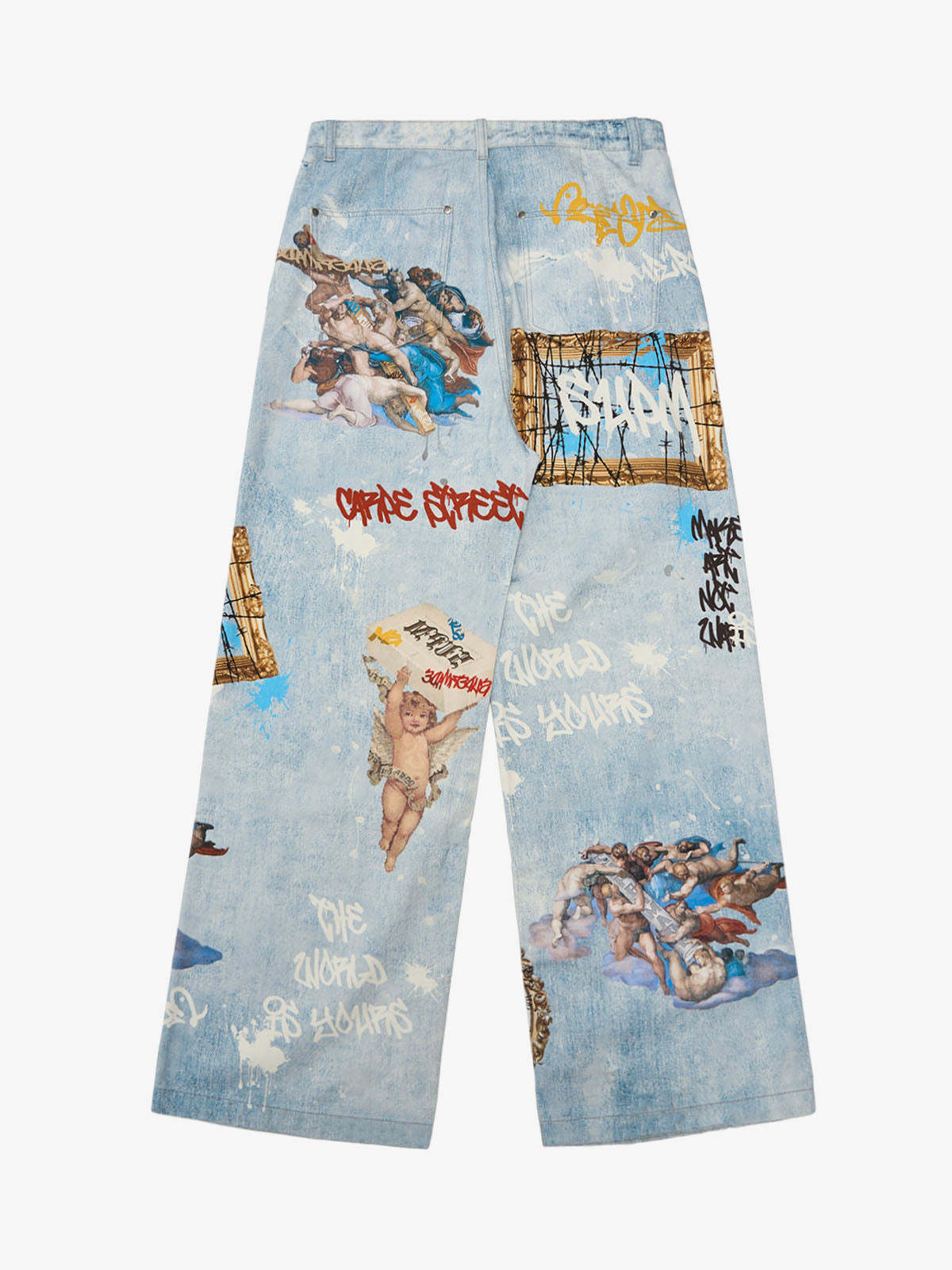 Retro Artistic Graffiti Angelic Prints Baggy Jeans-Fineriform