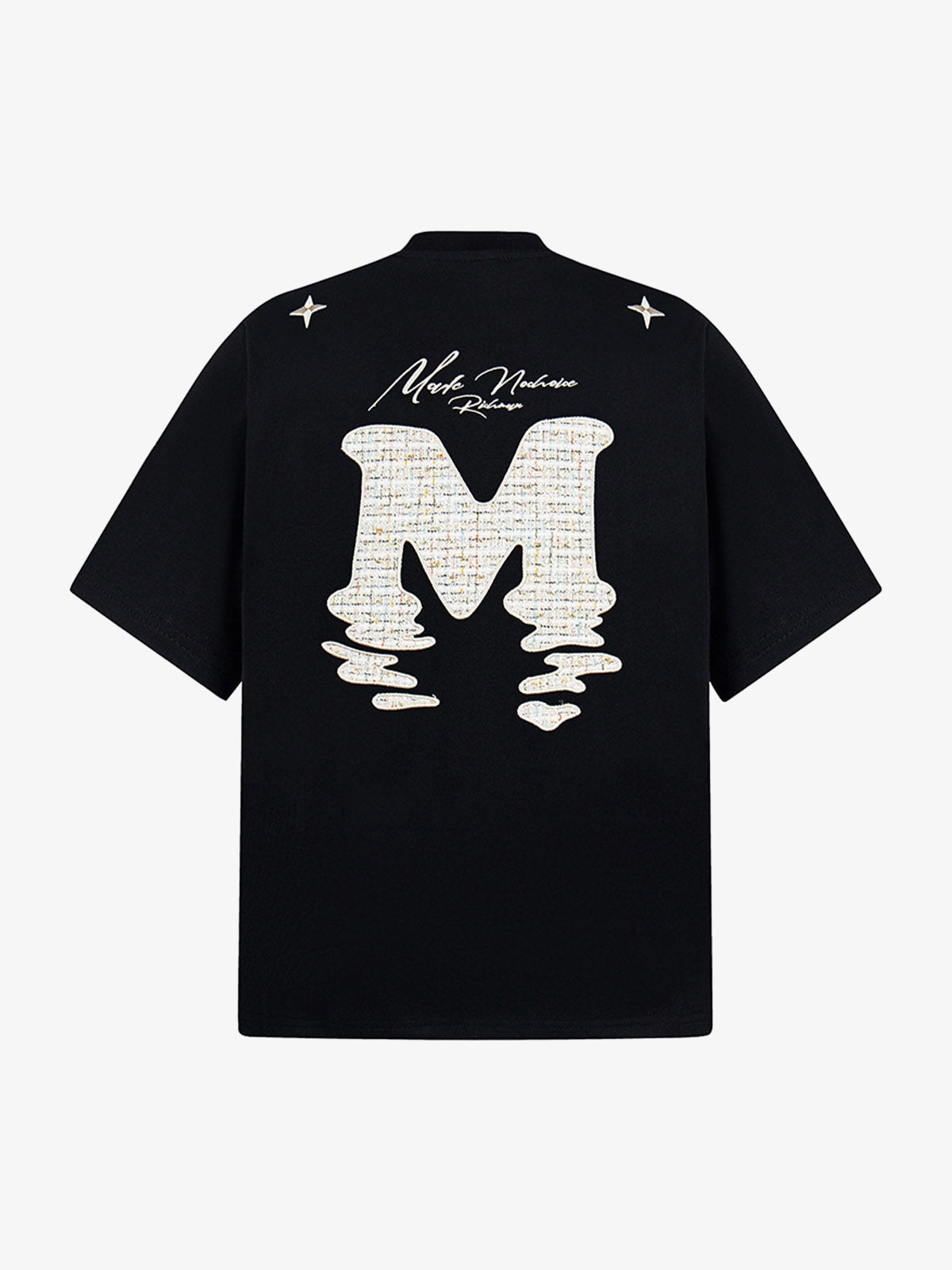 Vintage Patchwork Embroidered Letter T-Shirt-Fineriform