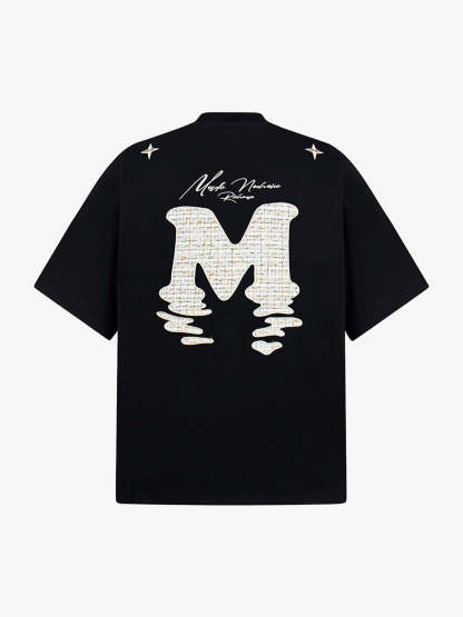 Vintage Patchwork Embroidered Letter T-Shirt-Fineriform