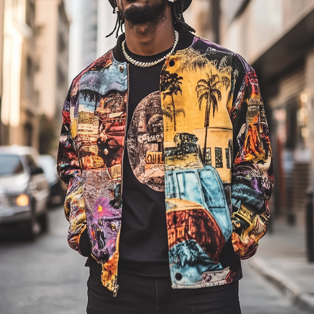 Hawaiian Holiday Pattern Casual Street Zip-Up Jacket-Fineriform