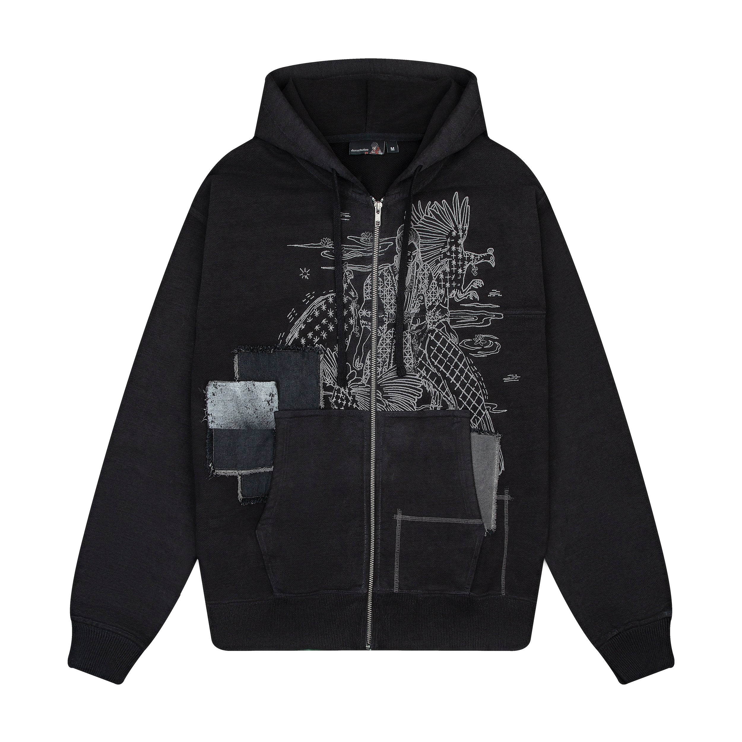 "sashiko" Zip Up black-Fineriform