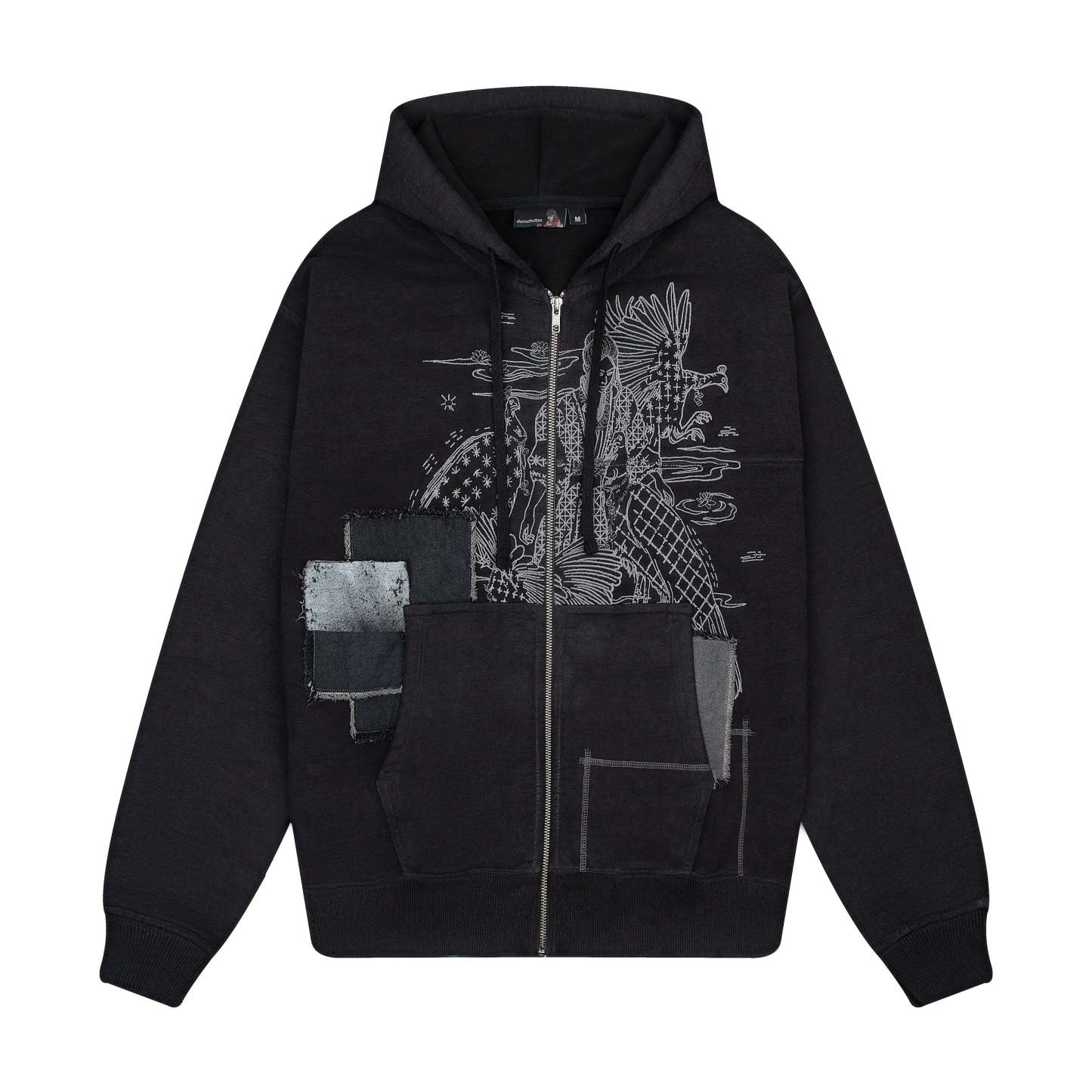 "sashiko" Zip Up black-Fineriform