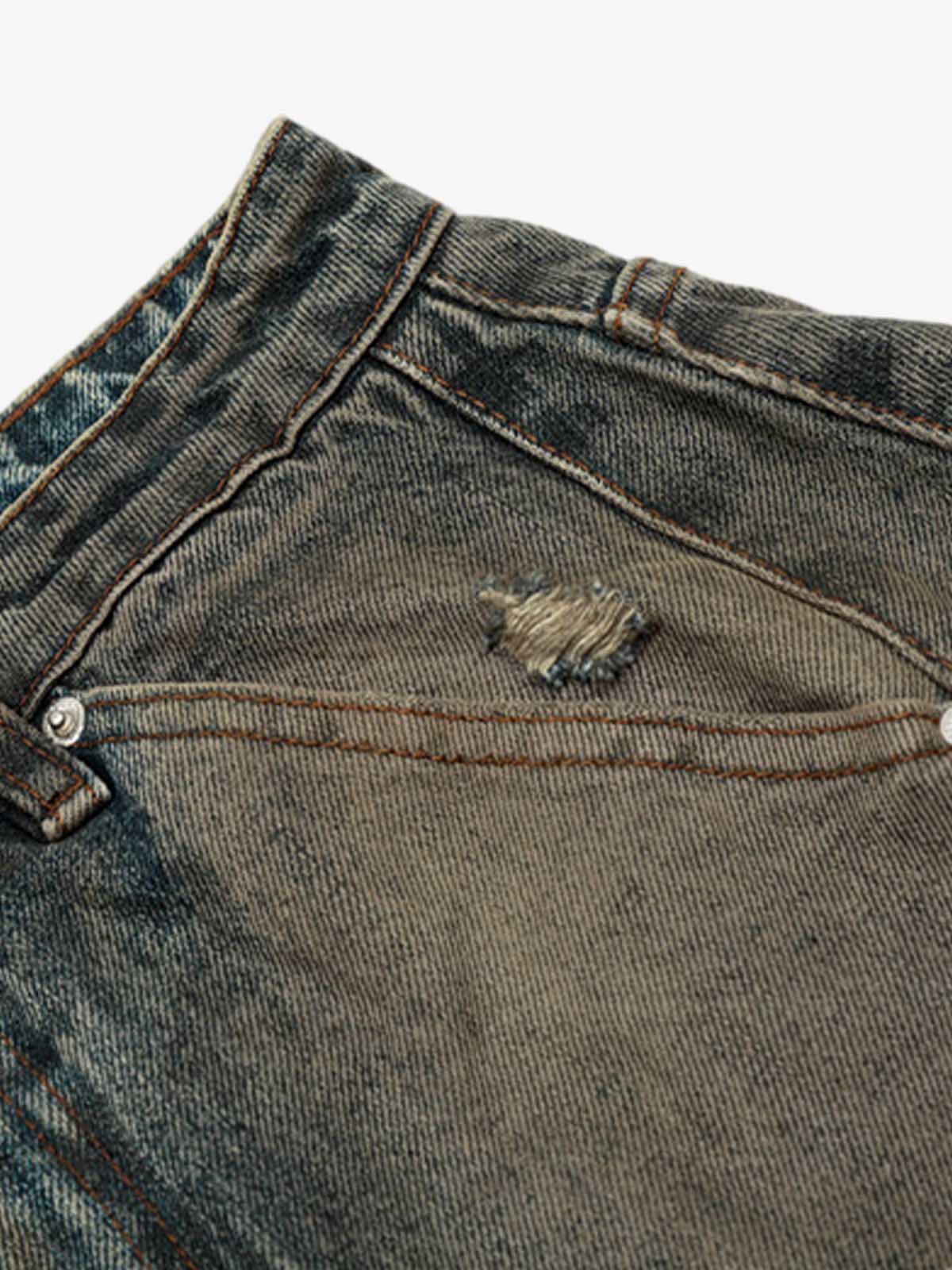Vintage Mud-Dyed Distressed Barrel Jeans - 2537-Fineriform