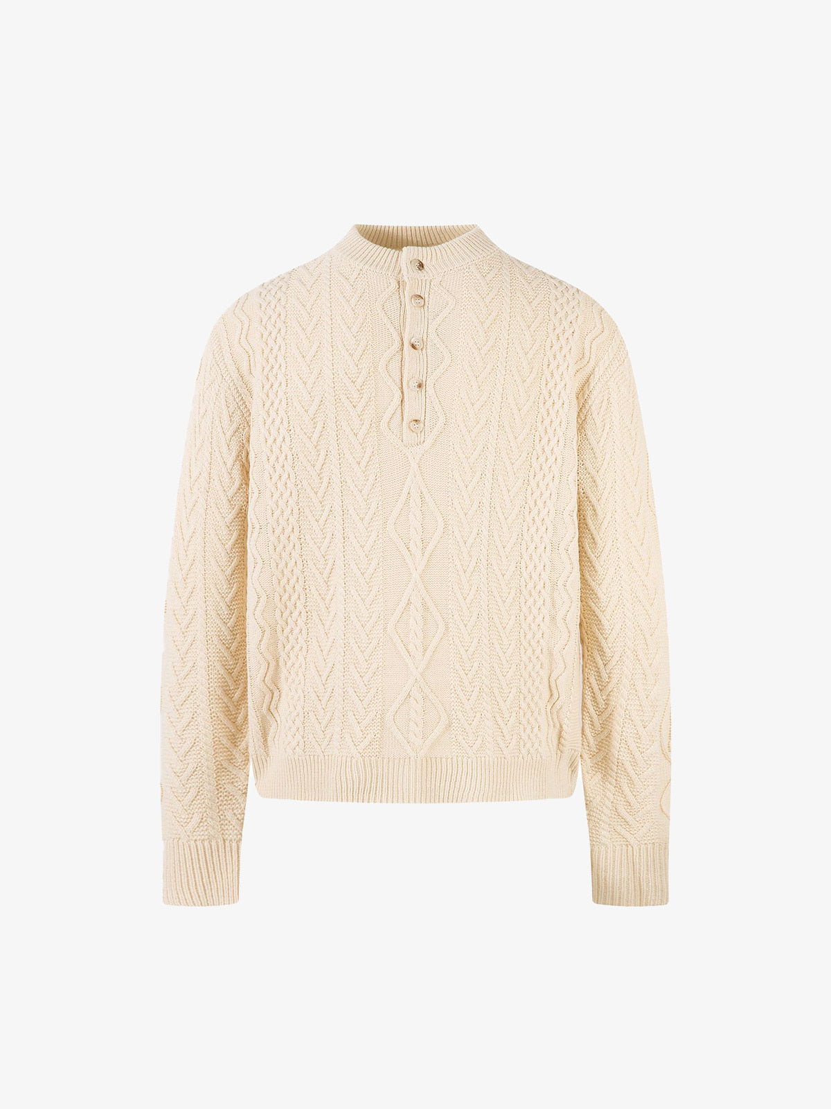 Vintage Diamond Knit Half Placket Sweater-Fineriform