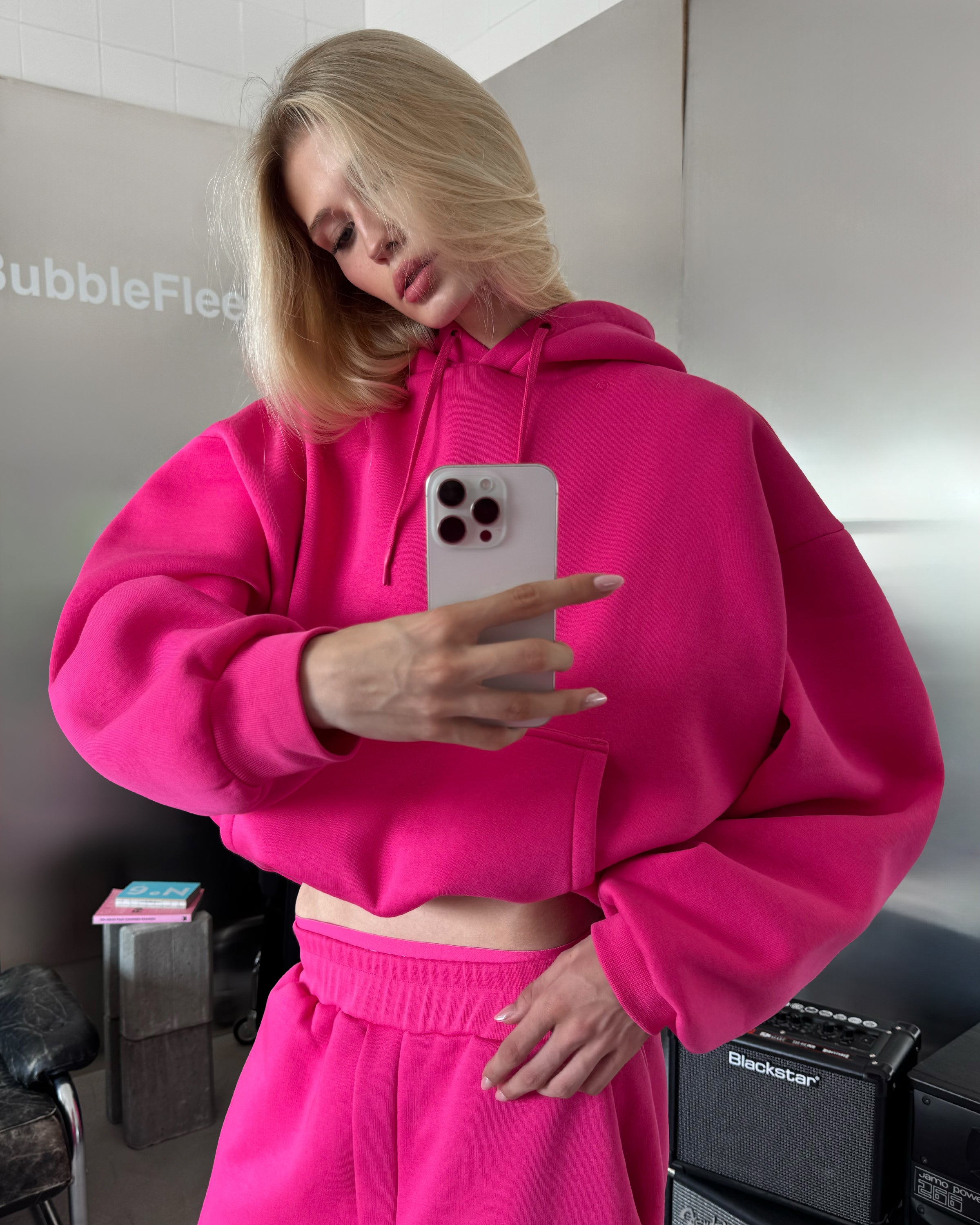BUBBLE HOODIE - HOT PINK-Fineriform